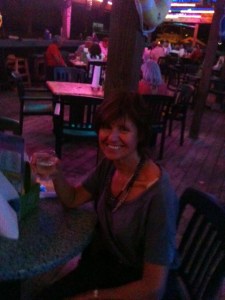 Enjoying a glass of Pinot Grigio at Roland Martin's