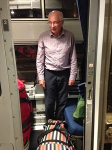 Ian trying to turn round in the roomette. 