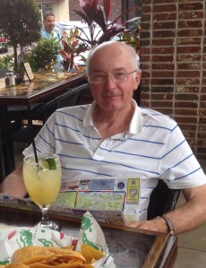 Ian enjoying a Jefe ('a margarita for the big boss') at Pepper's Cantina
