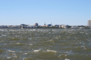 Windy conditions in Charleston Harbour