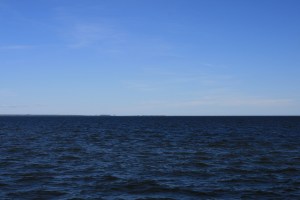 Pamlico Sound and the Outer Banks just visible on the horizon