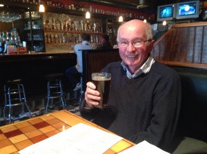 Ian enjoying the Dirty Bastard ale in the Taphouse, Hampton