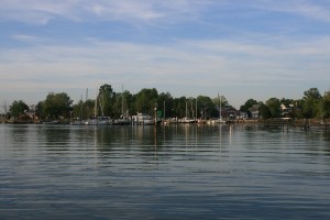 View from the mooring at Oxford - early evening sunshine