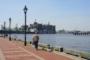Paved jetty looking south across the harbour
