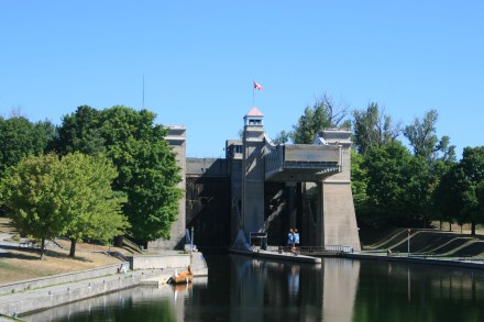 Approaching Peterborough Lift Lock