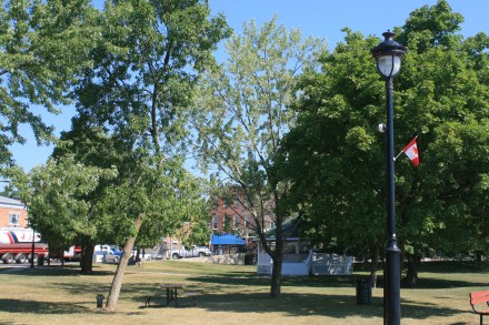 Old Mill Park from the dock, showing the bandstand